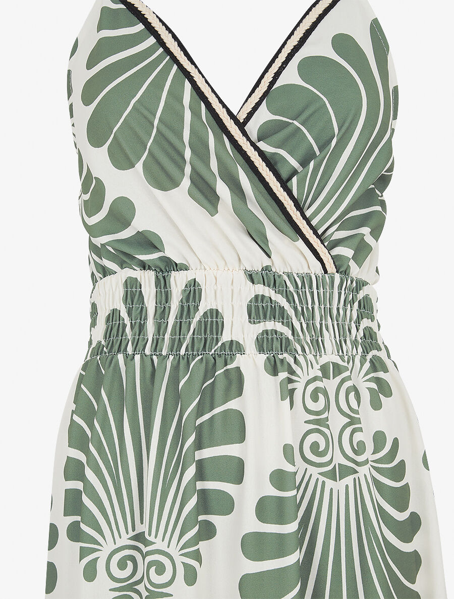 Mopura | Maxi-sukienka z elastycznym pasem i fantazyjnym wzorem