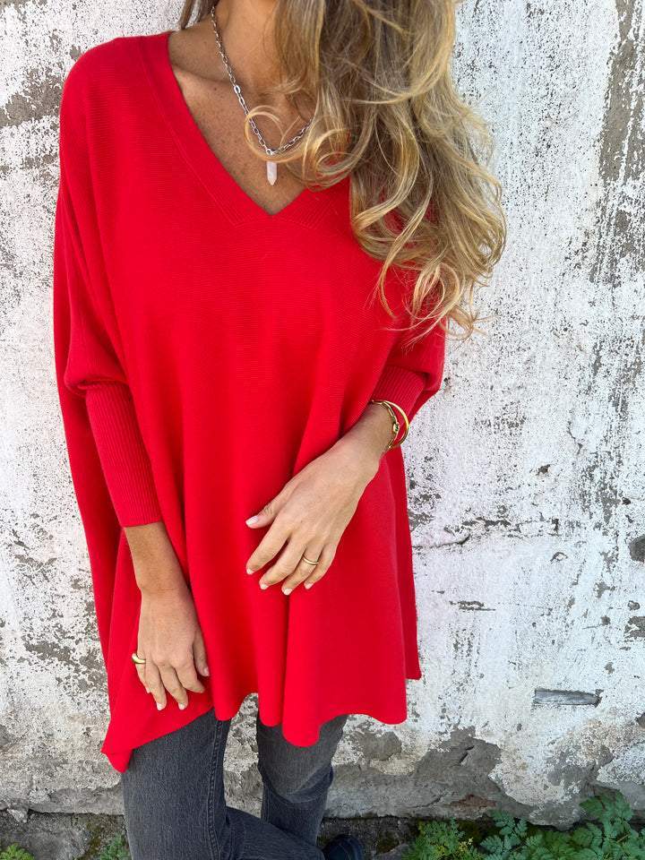 Mopura | Sweter Oversize z Dekoltem V