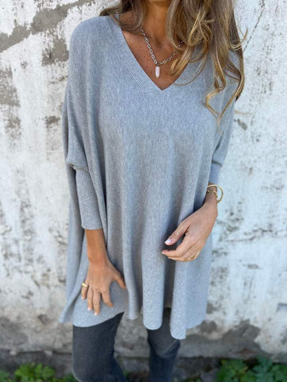 Mopura | Sweter Oversize z Dekoltem V