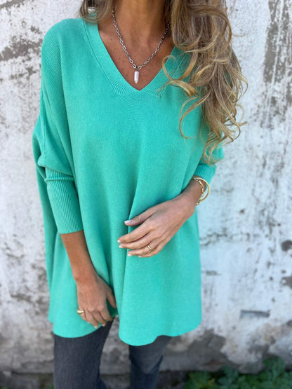 Mopura | Sweter Oversize z Dekoltem V